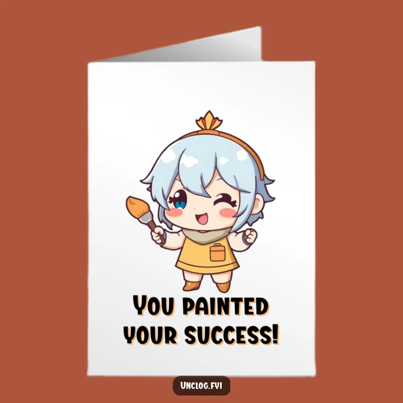 Free Printable Congrats Card: Painter Character DIY for Success Downloadable