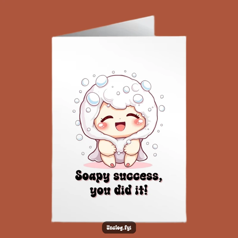 Free Printable Congratulations Card: Bubbles Character, Cheerful DIY Downloadable Gift