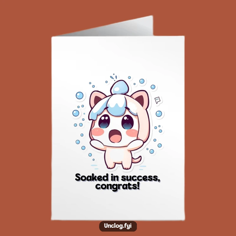 Free Printable Congrats Card: Kawaii Splash Success - Cute Digital Download