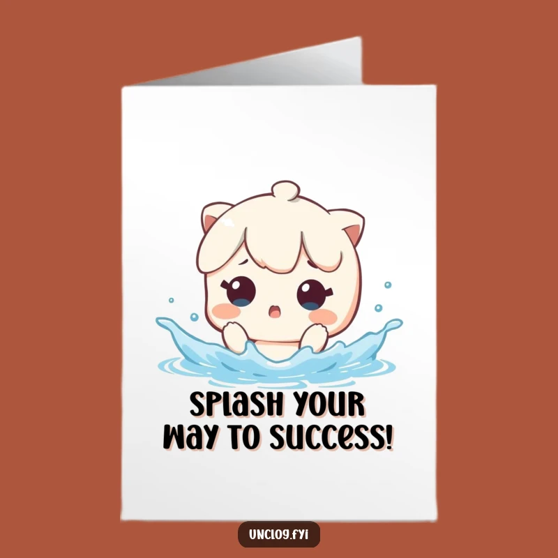 Free Printable Kawaii Splash Congrats Card - Funny Surprised Wet DIY Gift