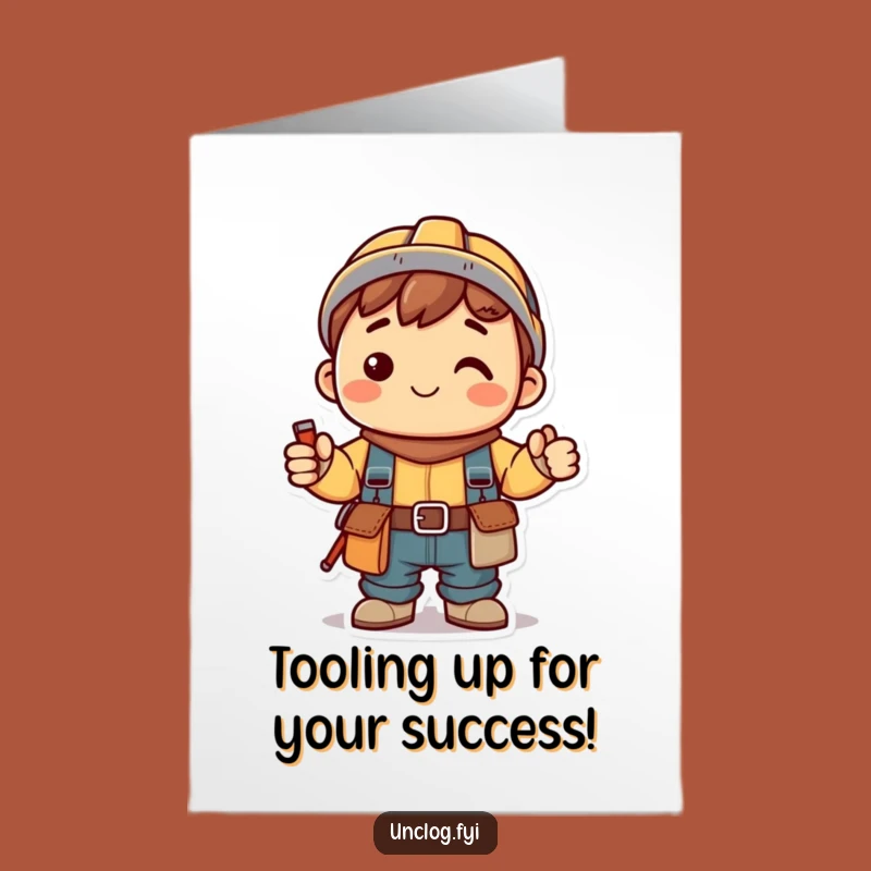 Free Printable Kawaii Builder Congrats Card - Funny Downloadable Gift for New Projects