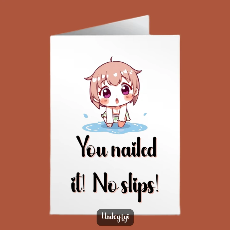 Free Printable Funny Congrats Card: Puddle Slip Surprise Downloadable Gift