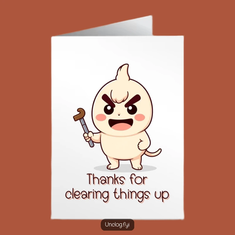 Free Printable Kawaii Plumber Thank You Card - Funny Plunger Determined DIY Gift