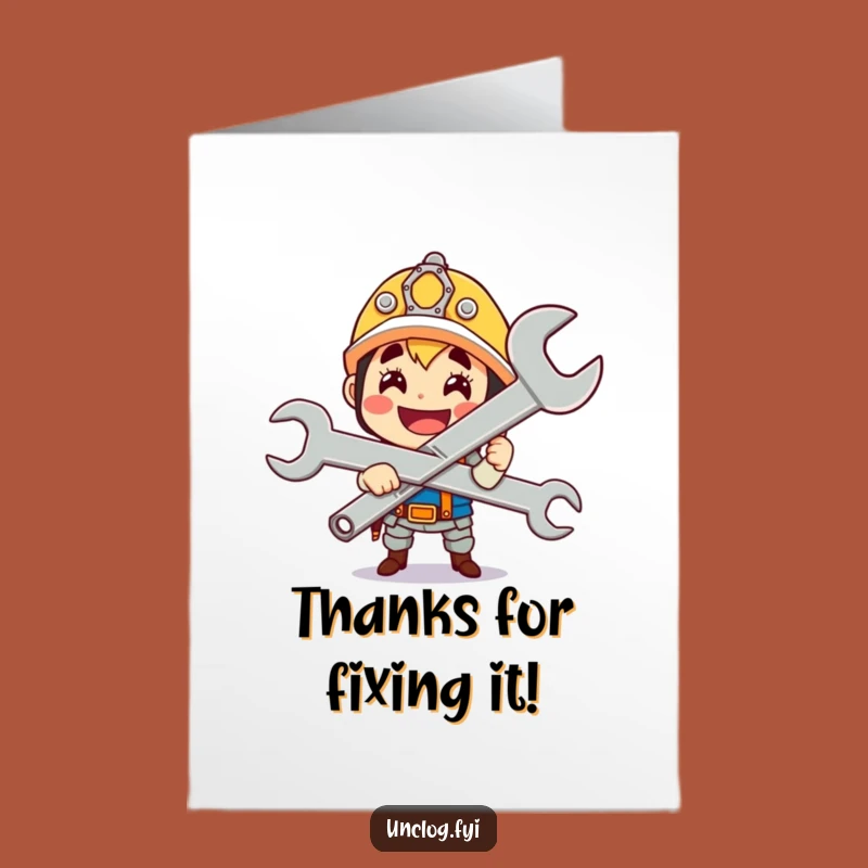 Free Printable Thank You Card: Character's Proud Wrench for a Grateful Nod!