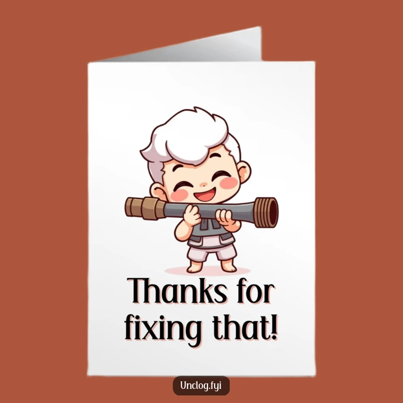 Free Printable Thank You Card: Funny Plumber, Gratitude DIY Downloadable Gift