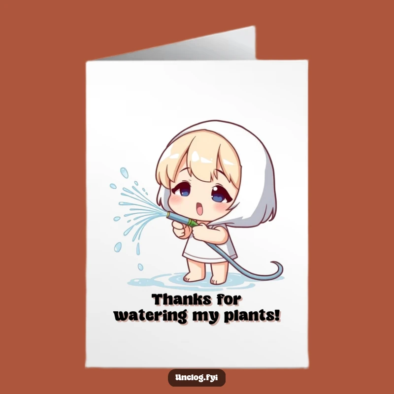 Free Printable Thank You Card: Funny Sprinkler Character, DIY Downloadable Gift