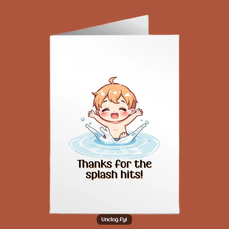 Free Printable Thank You Card: Puddle Splashing Character Grateful, Downloadable Gift