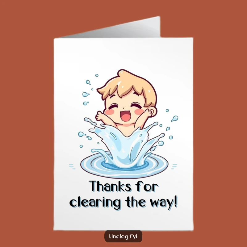 Free Printable Thank You Card: Unclogged Drain Splash - Funny Humor