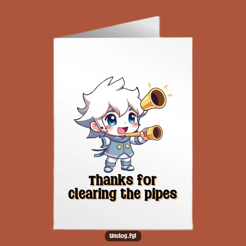 Free Printable Thank You Card: Unclogged Pipe Gratitude Downloadable Gift