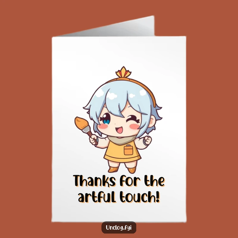 Funny Free Printable Thank You Card: Painter Character DIY Gift Downloadable