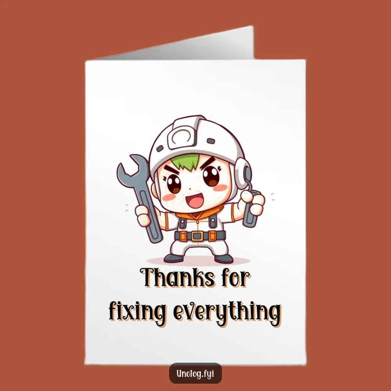 Hilarious Free Printable Thank You Card: Determined Fixer Character Downloadable Gift
