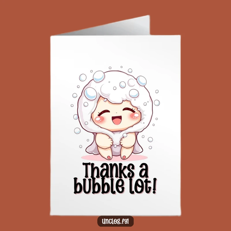 Free Printable Thank You Card: Giggling Bubbles Character, Heartfelt DIY Downloadable