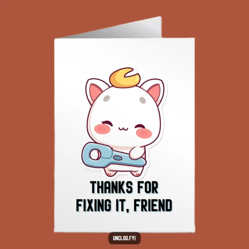 Free Printable Mechanic Thank You Card: Winking Repair Tool, Funny Downloadable Gratitude