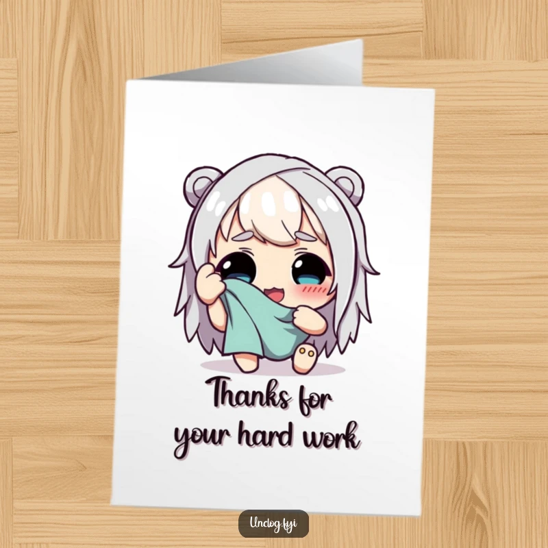 Funny Free Printable Thank You Card: Character wipes sweat gratefully, a hilarious DIY gift.