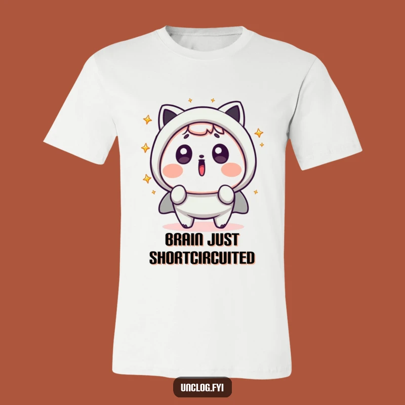 Funny Kawaii Surprise T-Shirt: Shocked Character with Flying Sparks, Hilarious Outfit