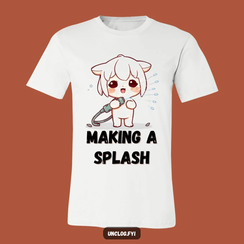 Funny Kawaii Hose Spray Tee - Cute Character's Playful Splash Gift