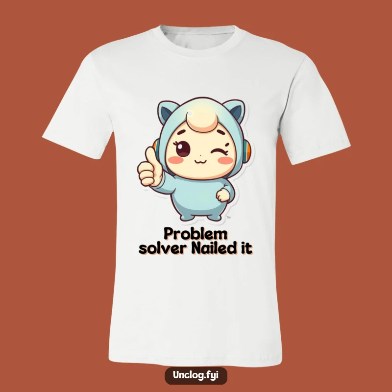 Funny Thumbs Up Fix T-Shirt: Cute Character Tee, Perfect for a Successful Effort!