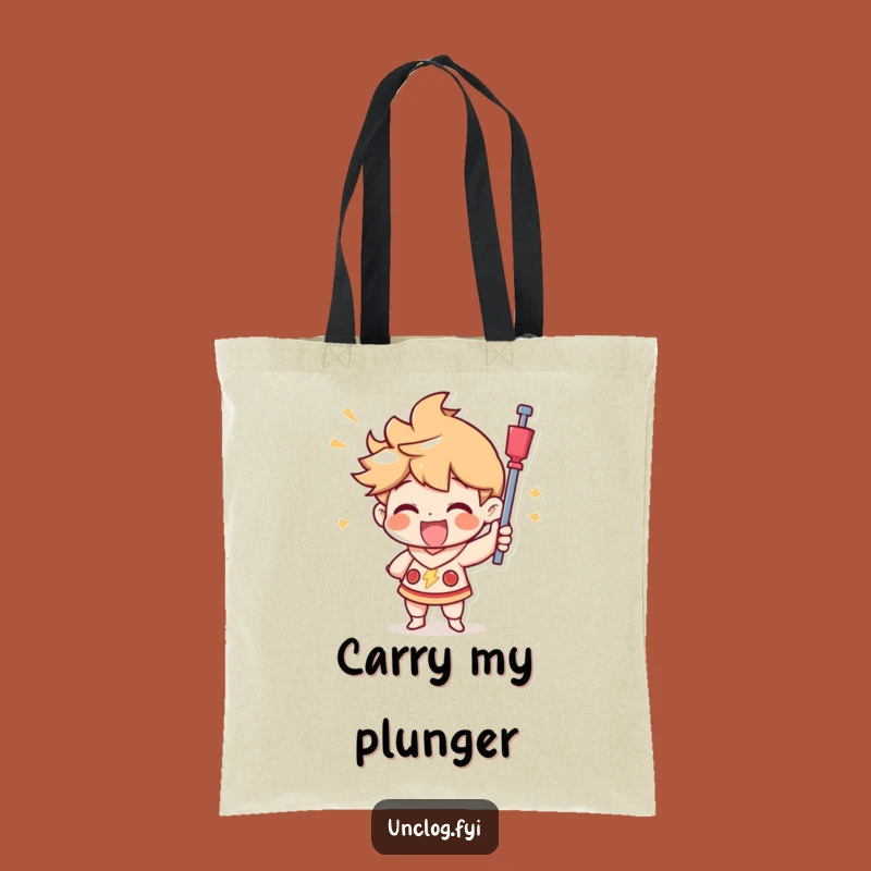 Funny Plunger Victory Tote: Triumphant Character, Joyful Plunging, Perfect Funny Gift Bag