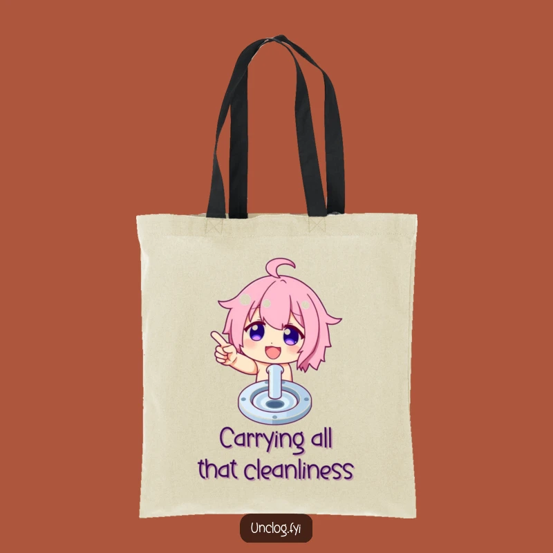 Funny Cleaning Tote Bag: Proudly Clean Drain - Carry Your Pride