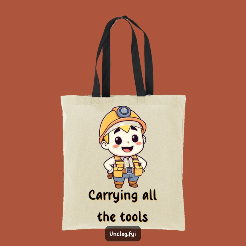 Funny Plumber Tote Bag: Confident Character with Tool Belt, Practical Gift