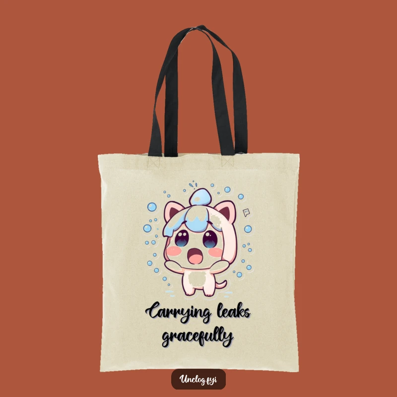 Funny Kawaii Splash Tote Bag - Surprised Character Carry-All Gift