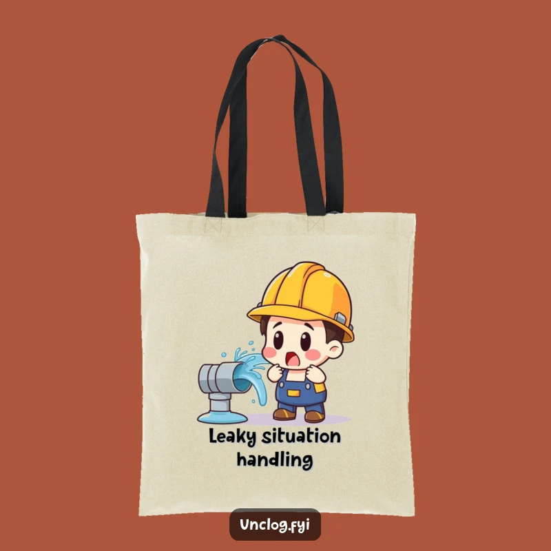 Funny Plumber Tote Bag: Water Pipe Surprise Design, Carry Your Laughs in Style!